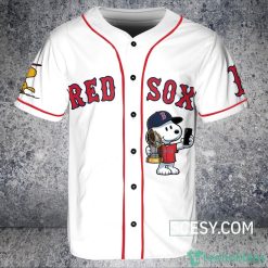 Boston Red Sox Peanut Snoopy Baseball Jersey White Product Photo 2