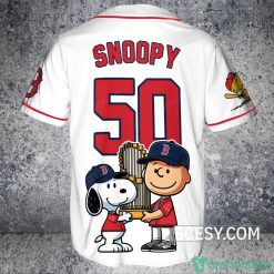 Boston Red Sox Peanut Snoopy Baseball Jersey White Product Photo 3