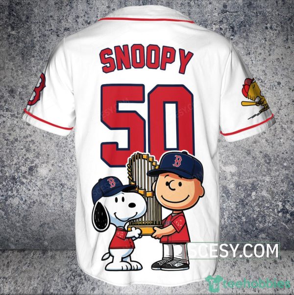 Boston Red Sox Peanut Snoopy Baseball Jersey White Product Photo 3