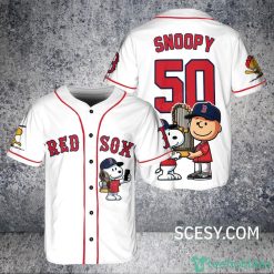 Boston Red Sox Peanut Snoopy Baseball Jersey White Product Photo 1