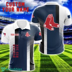 Boston Red Sox Team Striped Style 3D Printed Polo SHirt For Fans Custom Name Product Photo 1