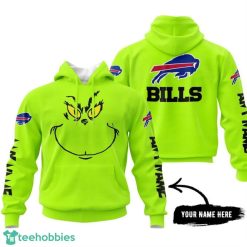 Buffalo Bills Personalized Name Grinch Face Green 3D Hoodie For Men And Women Sport Lover image Buffalo Bills Personalized Name Grinch Face Green 3D Hoodie For Men And Women Sport Lover Product Photo 2