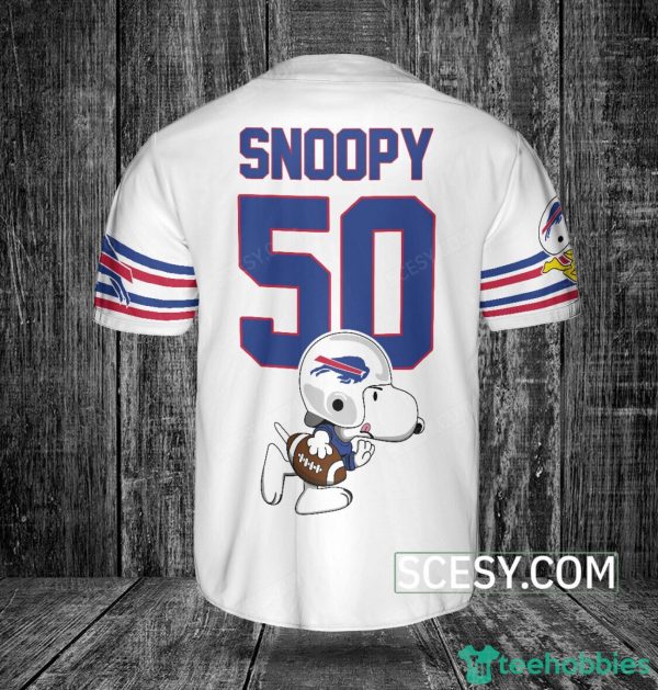 Buffalo Bills Snoopy Baseball Jersey White Product Photo 2