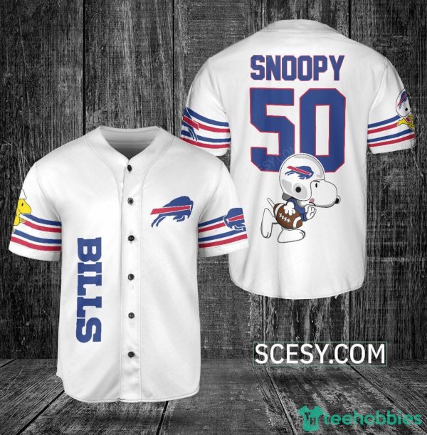 Buffalo Bills Snoopy Baseball Jersey White Product Photo 1