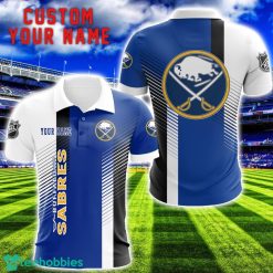 Buffalo Sabres Team Striped Style 3D Printed Polo SHirt For Fans Custom Name Product Photo 1