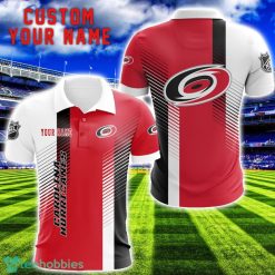 Carolina Hurricanes Team Striped Style 3D Printed Polo SHirt For Fans Custom Name Product Photo 1
