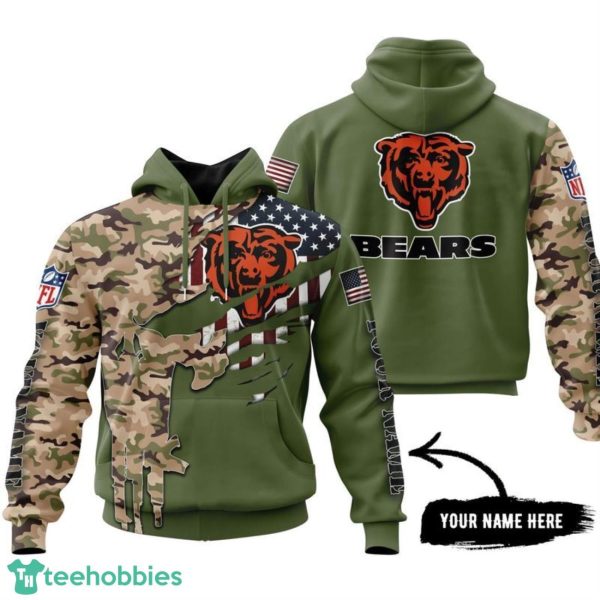 Chicago Bears Camo Design Personalized Name All Printing 3D Hoodie Product Photo 2