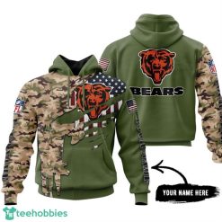 Chicago Bears Camo Design Personalized Name All Printing 3D Hoodie Product Photo 1