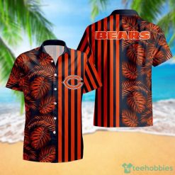 Chicago Bears Leaf and Stripe Pattern Hawaiian Shirt For Fans Summer Gift Product Photo 1