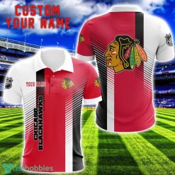 Chicago Blackhawks Team Striped Style 3D Printed Polo SHirt For Fans Custom Name Product Photo 1