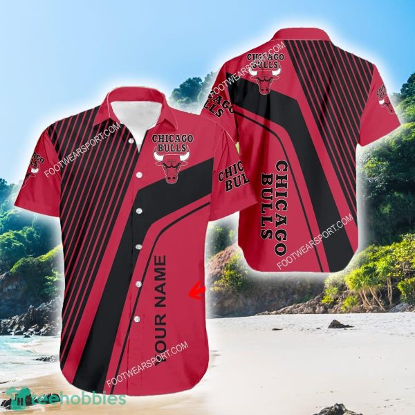 Chicago Bulls Sunset Logo AOP Hawaiian Shirt Men And Women Gift Custom Name - Chicago Bulls Sunset Logo AOP Hawaiian Shirt Men And Women Gift Custom Name