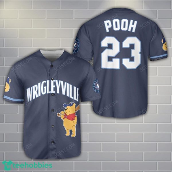 Chicago Cubs Winnie the Pooh Baseball Jersey Shirt Cute Gift For Men Women Custom Name Number Product Photo 1