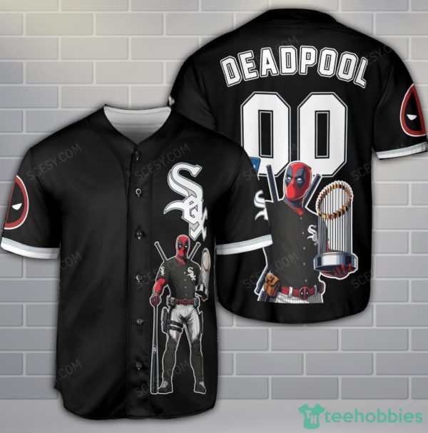 Chicago Shirt Custom Name Number For Fans Sox Deadpool Baseball Jersey Black Product Photo 1