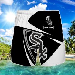 Chicago White Sox Logo Printed 3D Beach Shorts For Men Custom Name Summer Gift Ideas Product Photo 1