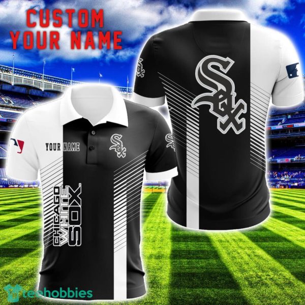 Chicago White Sox Team Striped Style 3D Printed Polo SHirt For Fans Custom Name Product Photo 1