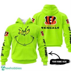 Cincinnati Bengals Personalized Name Grinch Face Green 3D Hoodie For Men And Women Sport Lover Product Photo 2