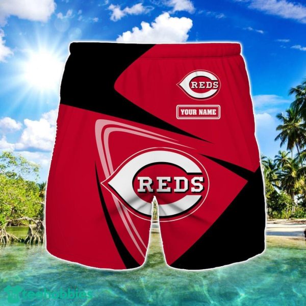 Cincinnati Reds Logo Printed 3D Beach Shorts For Men Custom Name Summer Gift Ideas Product Photo 1