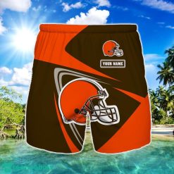 Cleveland Browns Logo Printed 3D Beach Shorts For Men Custom Name Summer Gift Ideas Product Photo 1