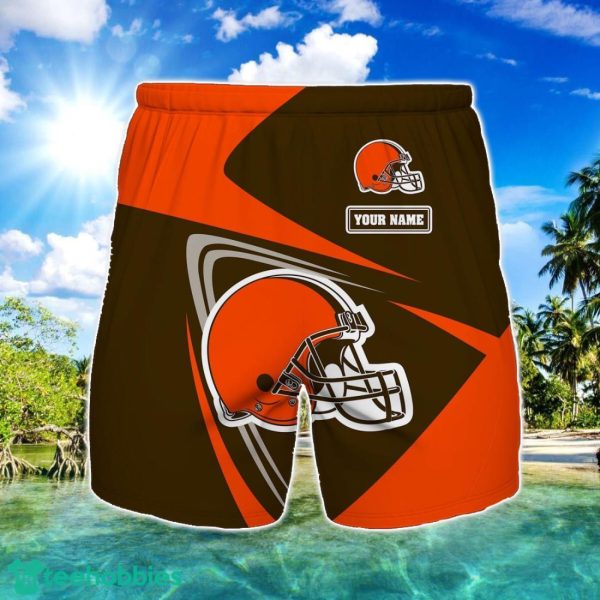 Cleveland Browns Logo Printed 3D Beach Shorts For Men Custom Name Summer Gift Ideas Product Photo 1