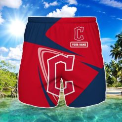 Cleveland Indians Logo Printed 3D Beach Shorts For Men Custom Name Summer Gift Ideas Product Photo 1