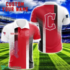 Cleveland Indians Team Striped Style 3D Printed Polo SHirt For Fans Custom Name Product Photo 1