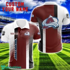 Colorado Avalanche Team Striped Style 3D Printed Polo SHirt For Fans Custom Name Product Photo 1