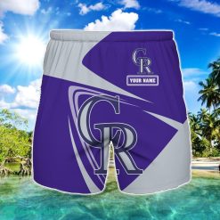 Colorado Rockies Logo Printed 3D Beach Shorts For Men Custom Name Summer Gift Ideas Product Photo 1