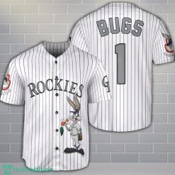 Colorado Rockies Looney Tunes Bugs Bunny White 3D Baseball Jersey Shirt Custom Name Number Product Photo 1
