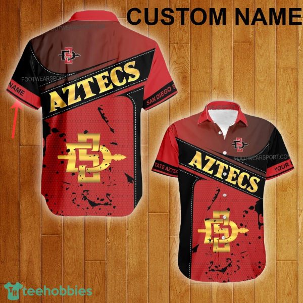 Custom Name NCAA San Diego State Aztecs Logo Gold Hawaiian Shirt For Men Women Beach - Custom Name NCAA San Diego State Aztecs Logo Gold Hawaiian Shirt For Men Women Beach