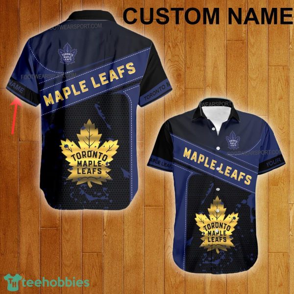 Custom Name NHL Toronto Maple Leafs Logo Gold Hawaiian Shirt For Men Women Beach - Custom Name NHL Toronto Maple Leafs Logo Gold Hawaiian Shirt For Men Women Beach