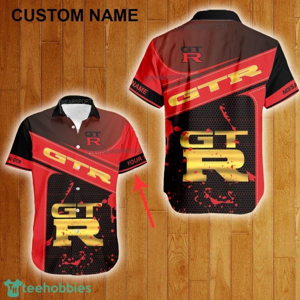 Custom Name Nissan Gtr Racing Style Gold Hawaiian Shirt For Men Women Beach - Custom Name Nissan Gtr Racing Style Gold Hawaiian Shirt For Men Women Beach