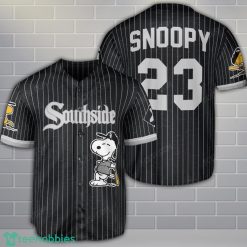 Custom Name Number Chicago White Sox Peanuts Snoopy Baseball Jersey Black Product Photo 1