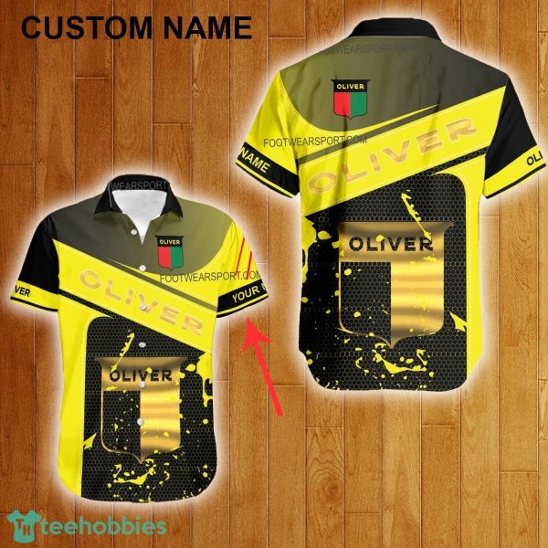 Custom Name Oliver Tractor Style Gold Hawaiian Shirt For Men Women Beach - Custom Name Oliver Tractor Style Gold Hawaiian Shirt For Men Women Beach