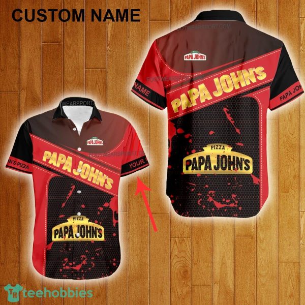 Custom Name Papa John's Pizza Style Gold Hawaiian Shirt For Men Women Beach - Custom Name Papa John's Pizza Style Gold Hawaiian Shirt For Men Women Beach