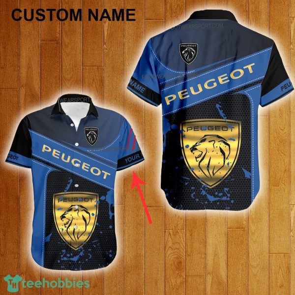 Custom Name Peugeot Racing Style Gold Hawaiian Shirt For Men Women Beach - Custom Name Peugeot Racing Style Gold Hawaiian Shirt For Men Women Beach