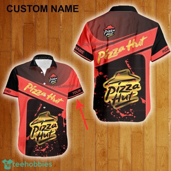 Custom Name Pizza Hut Style Gold Hawaiian Shirt For Men Women Beach - Custom Name Pizza Hut Style Gold Hawaiian Shirt For Men Women Beach