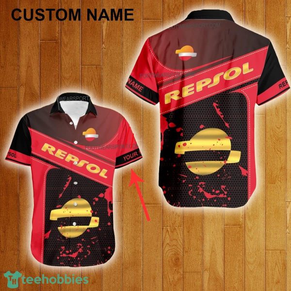 Custom Name Repsol Style Gold Hawaiian Shirt For Men Women Beach - Custom Name Repsol Style Gold Hawaiian Shirt For Men Women Beach