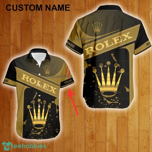 Custom Name Rolex Style Gold Hawaiian Shirt For Men Women Beach - Custom Name Rolex Style Gold Hawaiian Shirt For Men Women Beach