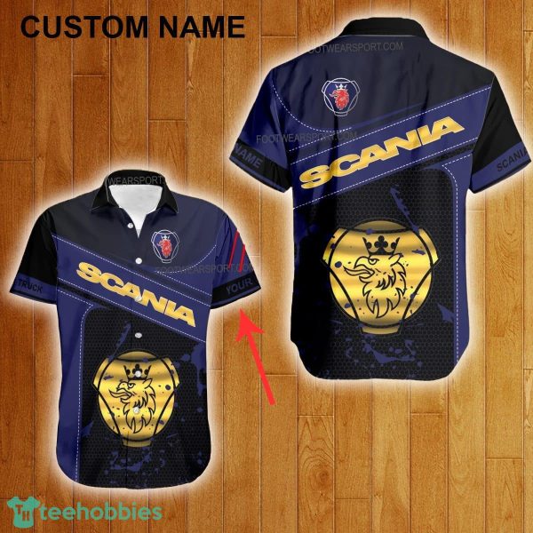 Custom Name Scania Truck Style Gold Hawaiian Shirt For Men Women Beach - Custom Name Scania Truck Style Gold Hawaiian Shirt For Men Women Beach