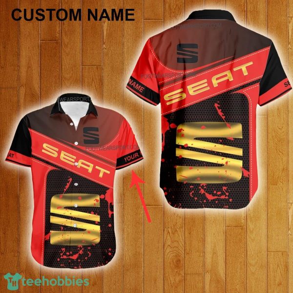 Custom Name Seat Racing Style Gold Hawaiian Shirt For Men Women Beach - Custom Name Seat Racing Style Gold Hawaiian Shirt For Men Women Beach