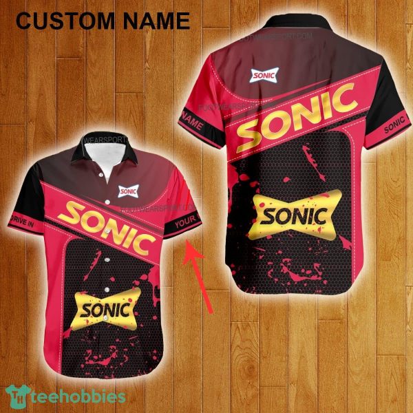Custom Name Sonic Drive In Style Gold Hawaiian Shirt For Men Women Beach - Custom Name Sonic Drive In Style Gold Hawaiian Shirt For Men Women Beach