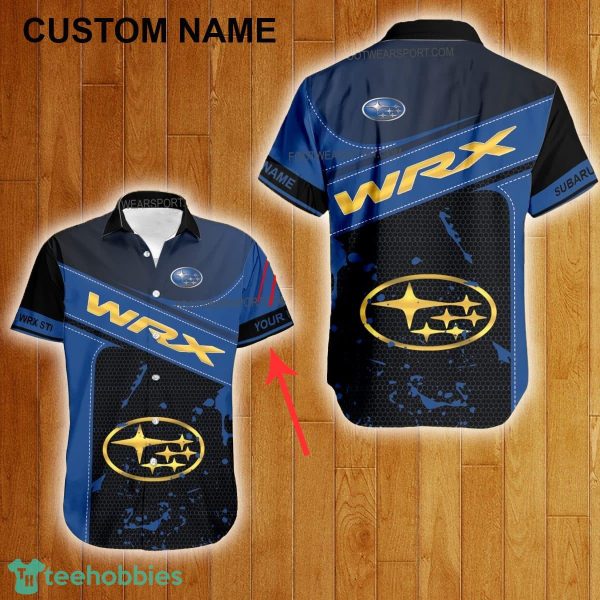 Custom Name Subaru WRX Sti Racing Style Gold Hawaiian Shirt For Men Women Beach - Custom Name Subaru WRX Sti Racing Style Gold Hawaiian Shirt For Men Women Beach