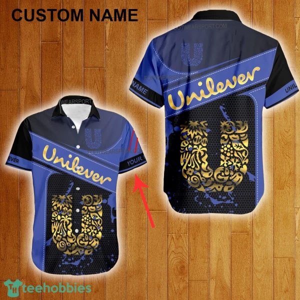 Custom Name Unilever Style Gold Hawaiian Shirt For Men Women Beach - Custom Name Unilever Style Gold Hawaiian Shirt For Men Women Beach