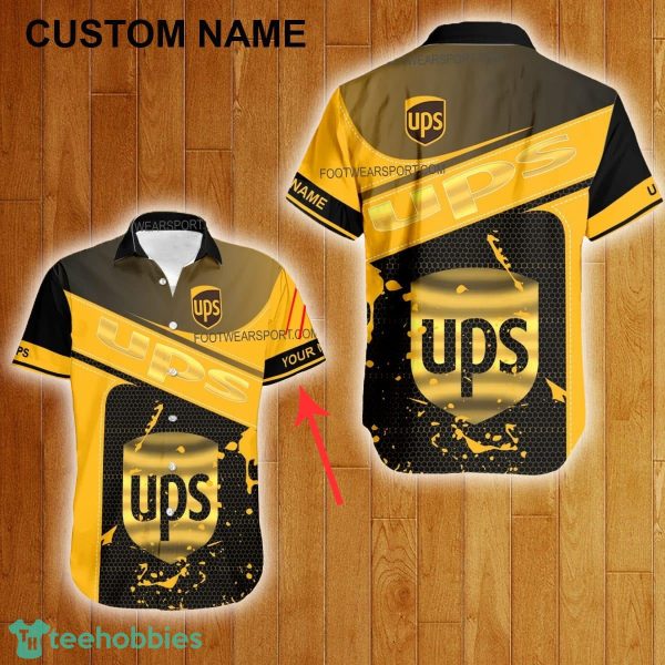 Custom Name Ups Style Gold Hawaiian Shirt For Men Women Beach - Custom Name Ups Style Gold Hawaiian Shirt For Men Women Beach
