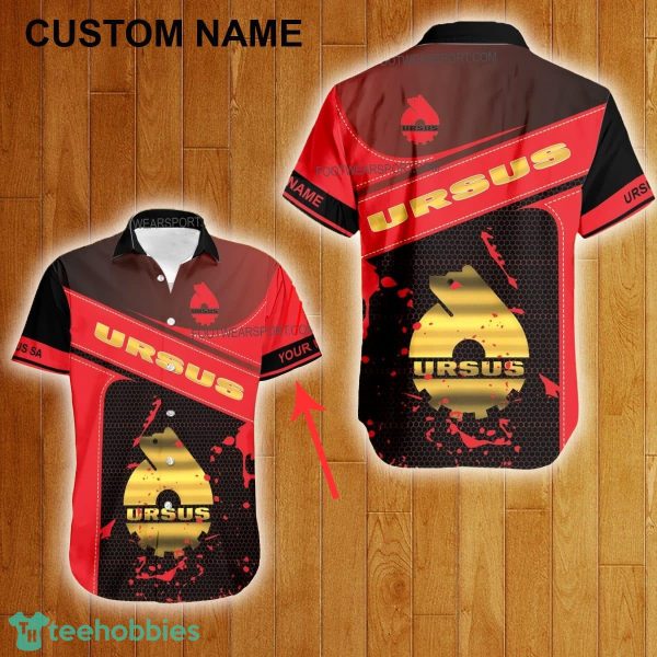 Custom Name Ursus SA Racing Style Gold Hawaiian Shirt For Men Women Beach - Custom Name Ursus SA Racing Style Gold Hawaiian Shirt For Men Women Beach
