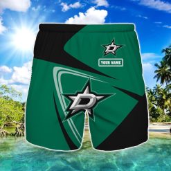 Dallas Stars Logo Printed 3D Beach Shorts For Men Custom Name Summer Gift Ideas Product Photo 1