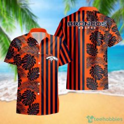 Denver Broncos Leaf and Stripe Pattern Hawaiian Shirt For Fans Summer Gift Product Photo 1