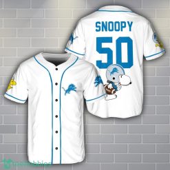 Detroit Lions Snoopy Baseball Jersey White Cute Gift For Fans Custom Name Number Product Photo 1