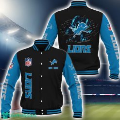 Detroit Lions Team 3D Printed Baseball Jacket Custom Name Sport Jacket Product Photo 1