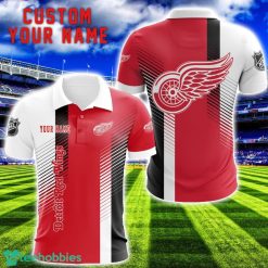 Detroit Red Wings Team Striped Style 3D Printed Polo SHirt For Fans Custom Name Product Photo 1